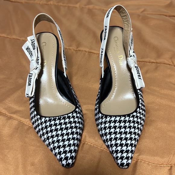 Tweed Houndstooth Slingback Shoes Size 40 - Picture 7 of 7